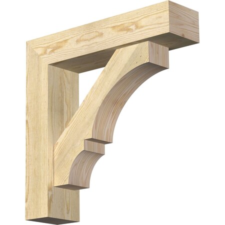 Balboa Block Rough Sawn Bracket w/ Offset Brace, Douglas Fir, 6"W x 24"D x 24"H